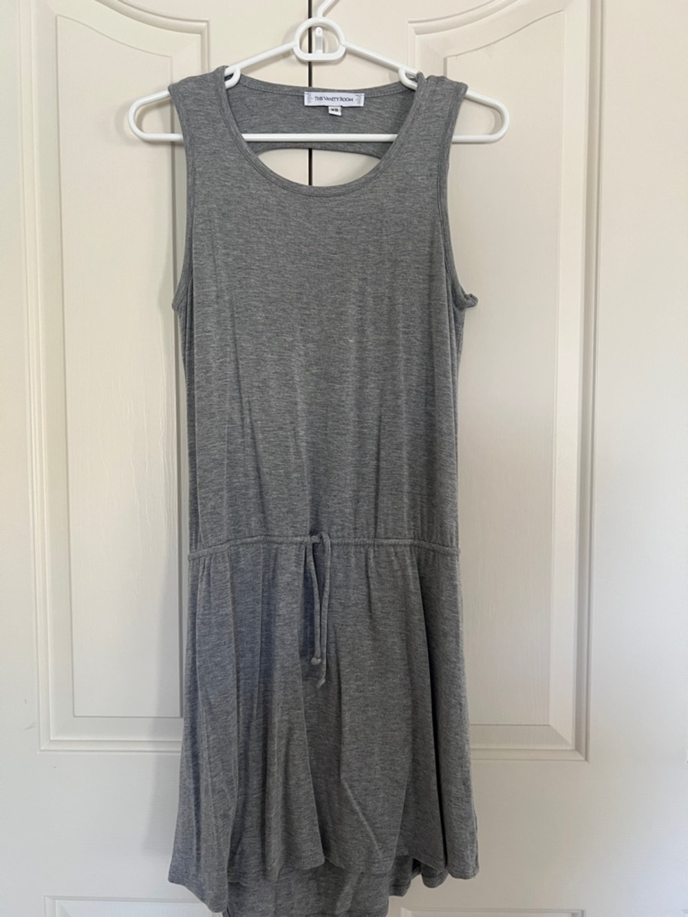 The Vanity Room Grey Sleeveless Soft Fabric Mini Dress
Size XS